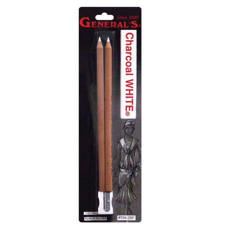 General Pencil 5582BP Charcoal White Pencils 2/Pkg-2B